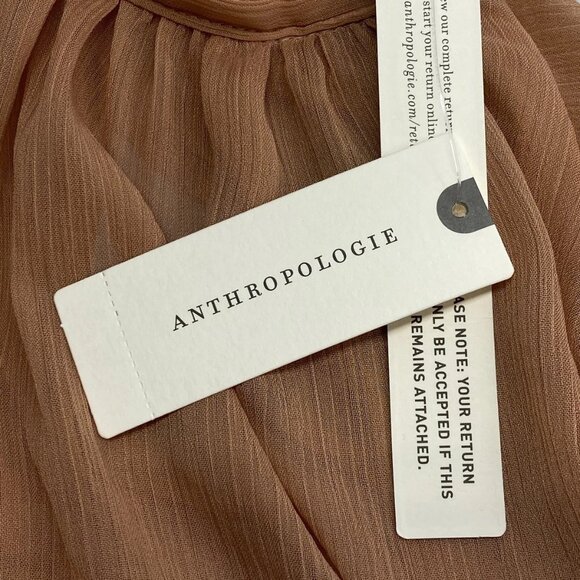 Anthropologie Women’s High-Neck Sheer Long-Sleeve Blouse – Rose Pink – Size XL - Picture 4 of 13